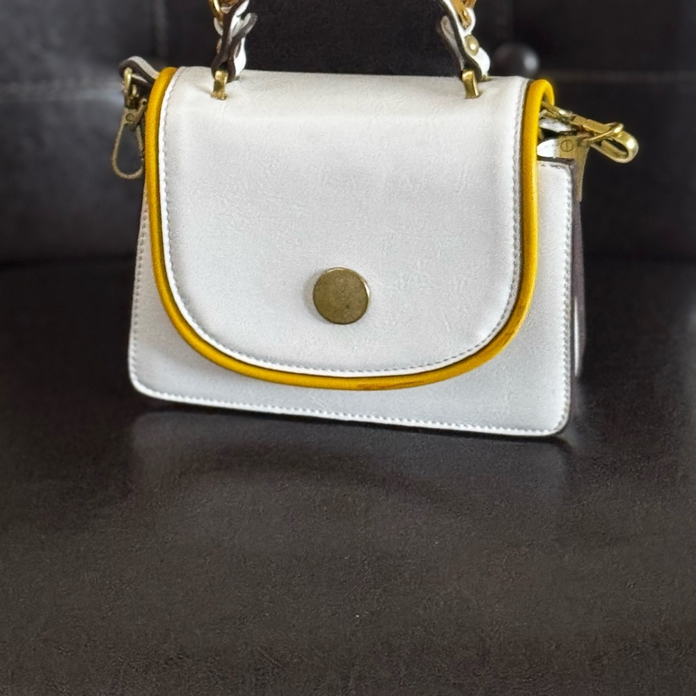 Stylish White and Yellow Women's Handbag